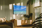 Azure Tranquility beach canvas print, on wall, lifestyle preview