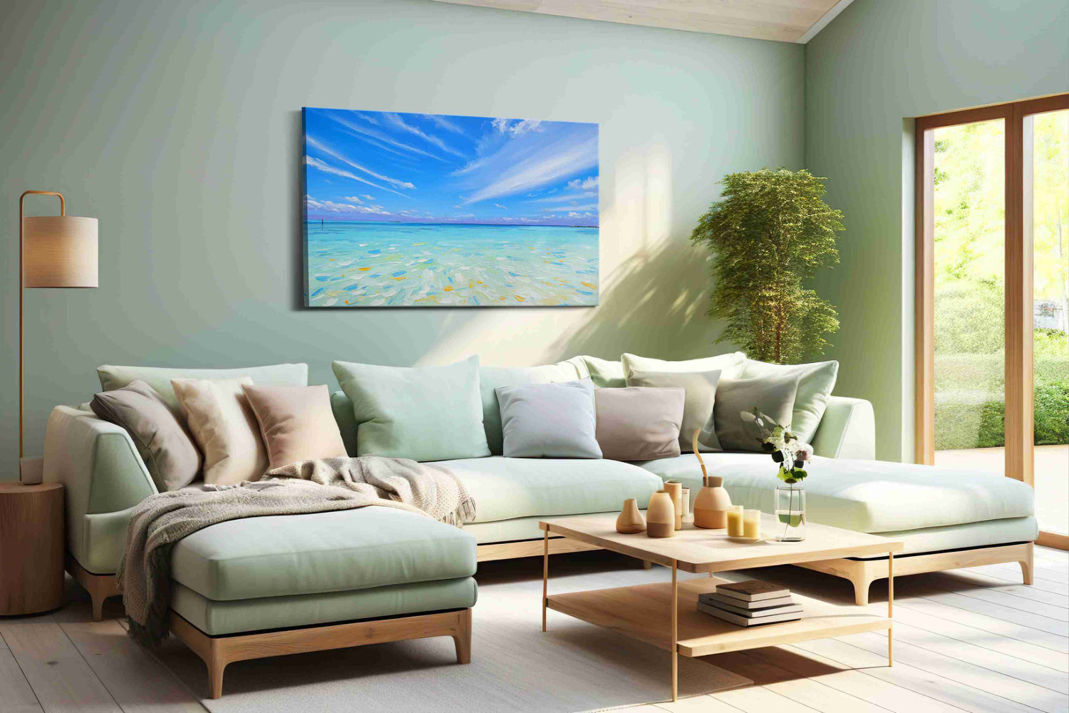 Azure Tranquility – beach canvas wall art, gallery-wrapped, ready to hang