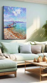 Dreamy Shorescape Serenity beach canvas print, hanging on wall