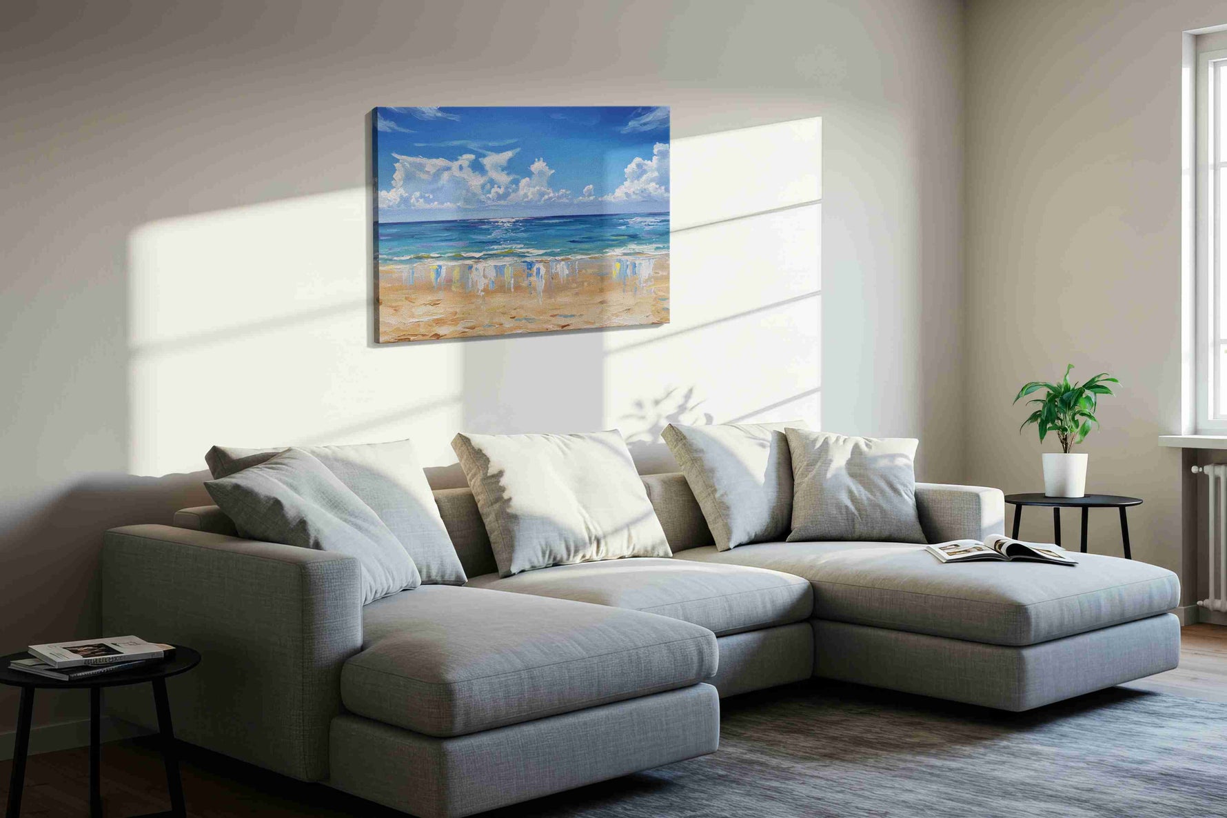 Eternal Summer Waves beach canvas print in a living room scene