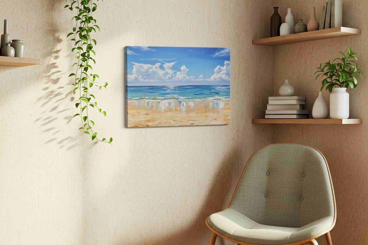 Eternal Summer Waves beach canvas print, displayed in a living room