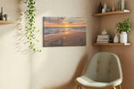Eternal Sunset Whispers beach canvas print, displayed in a living room