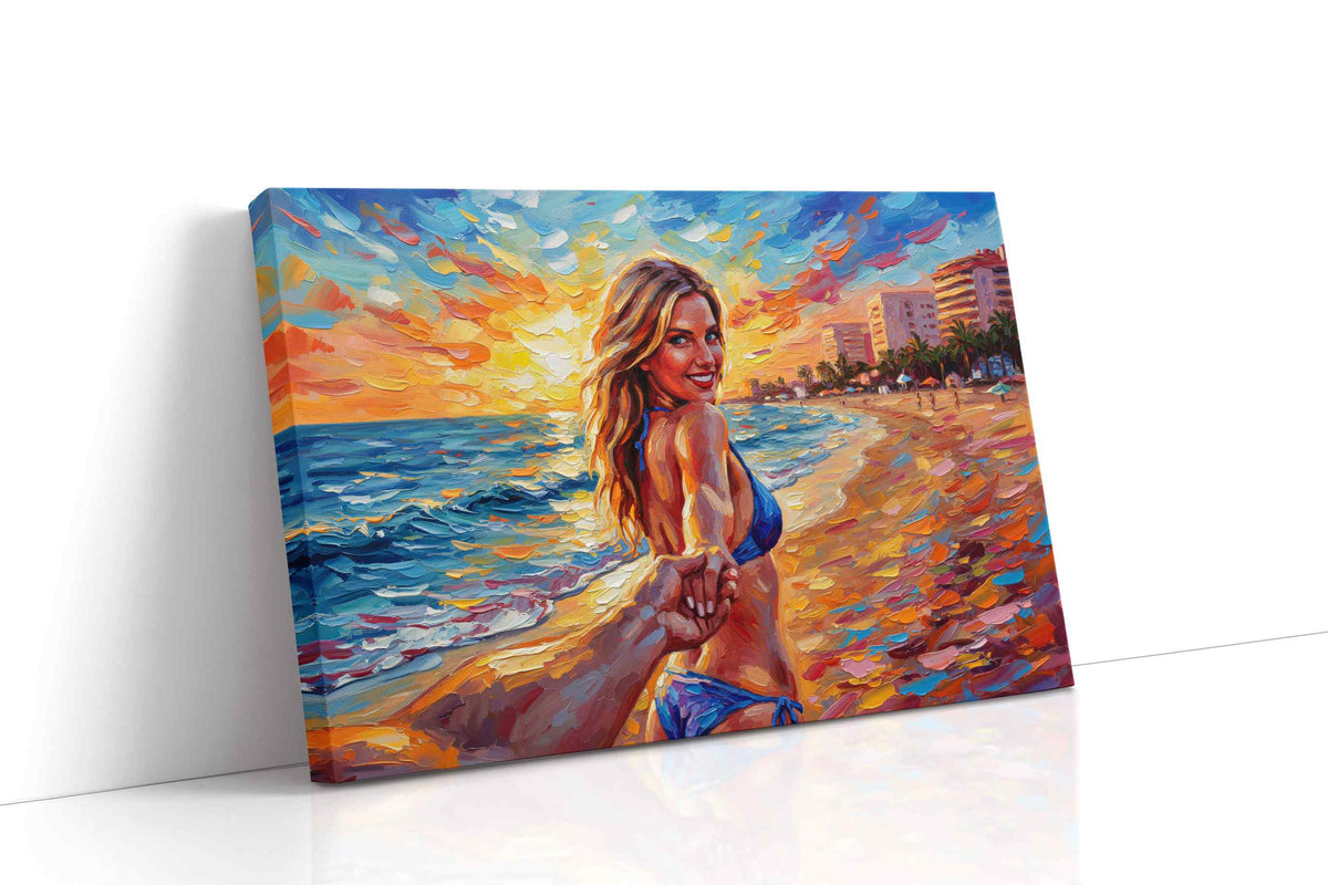 Guiding Sunlit Shores romance canvas print gallery-wrapped landscape canvas studio shot