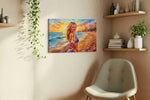 Guiding Sunlit Shores romance canvas print styled in a living room