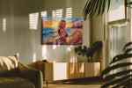 Guiding Sunlit Shores romance canvas print in a contemporary interior mockup