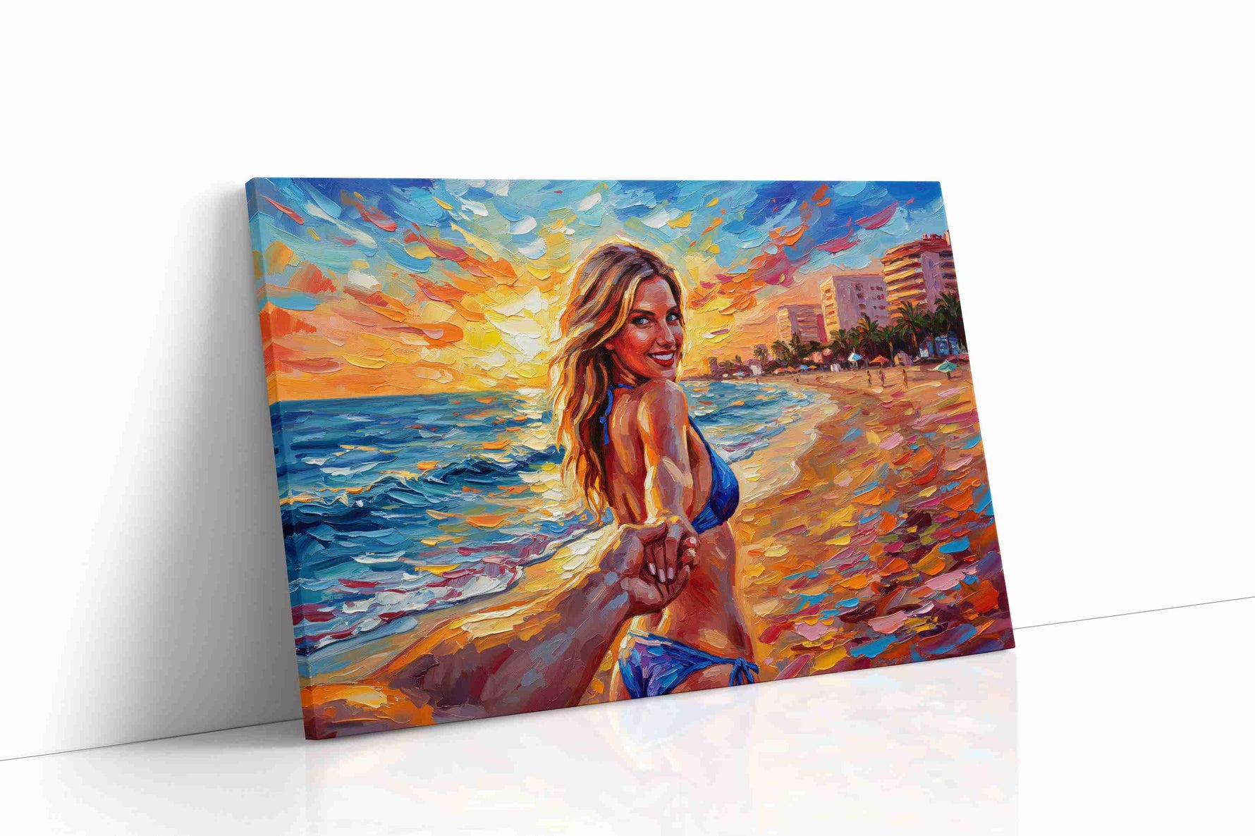 Guiding Sunlit Shores romance canvas print, gallery-wrapped, ready to hang
