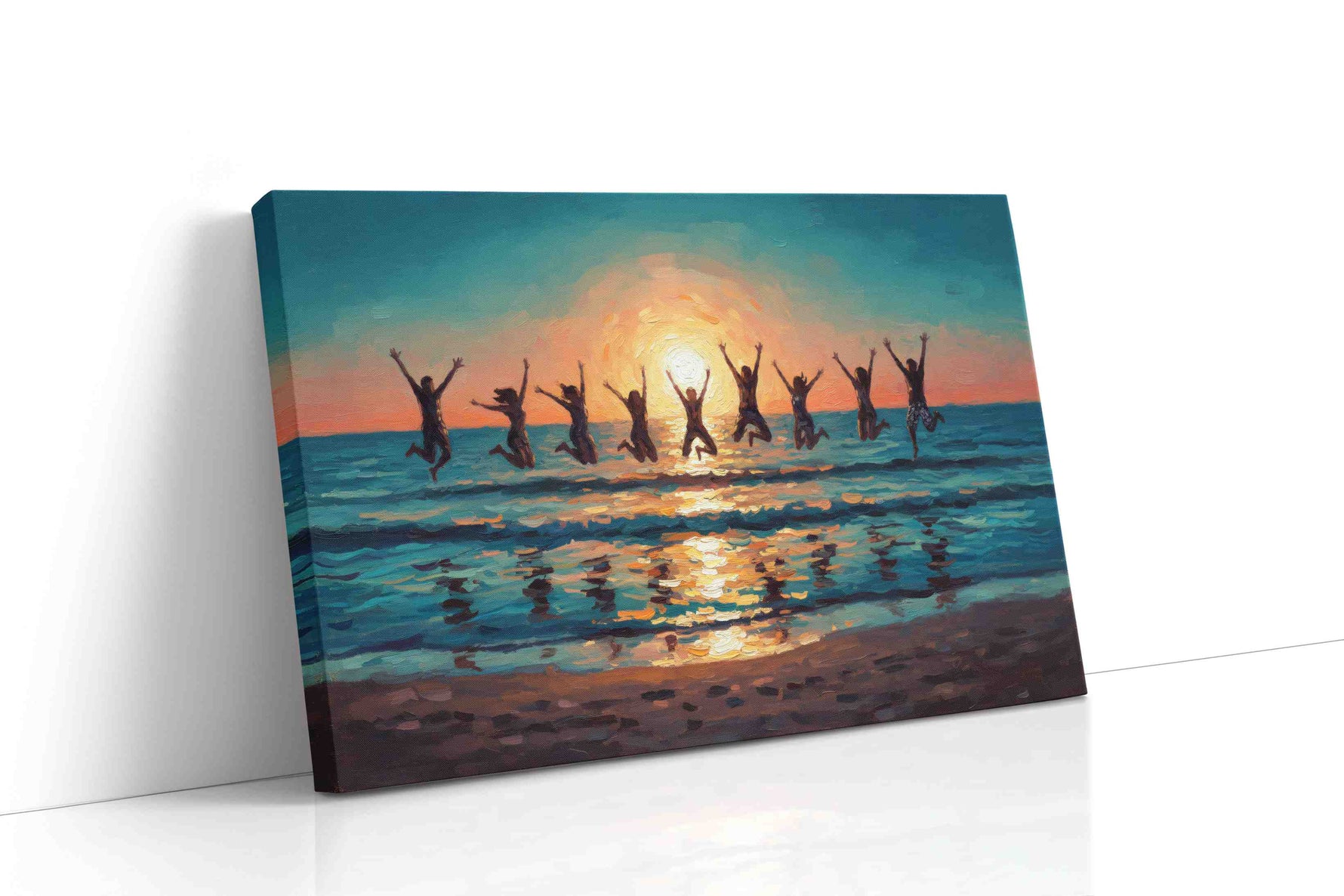 Joyful Sunset Dance beach canvas print gallery-wrapped landscape canvas studio shot