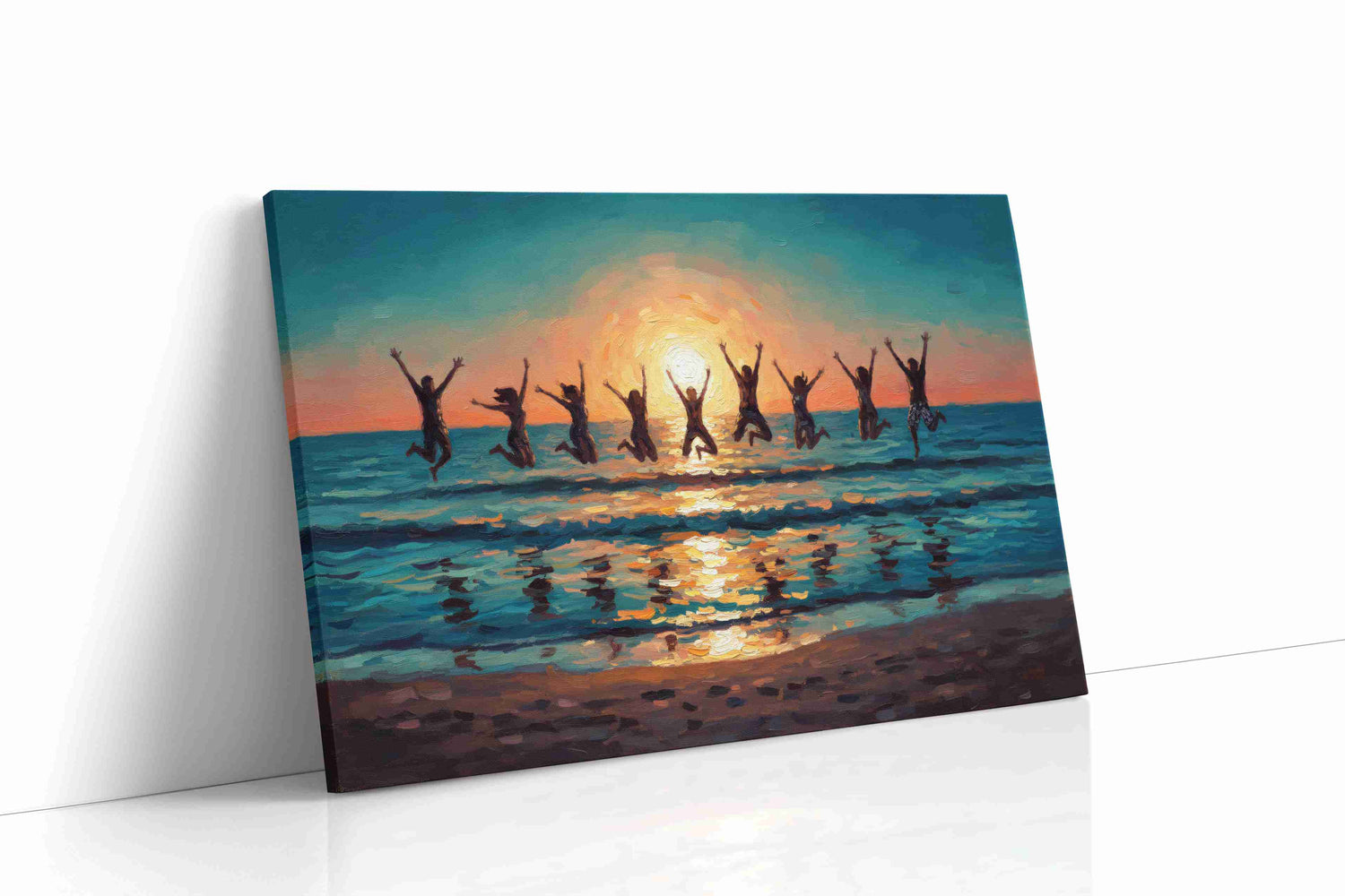 Joyful Sunset Dance beach canvas print, gallery-wrapped, ready to hang