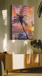 Serenade of Sunset Shores beach canvas print, on wall, lifestyle preview