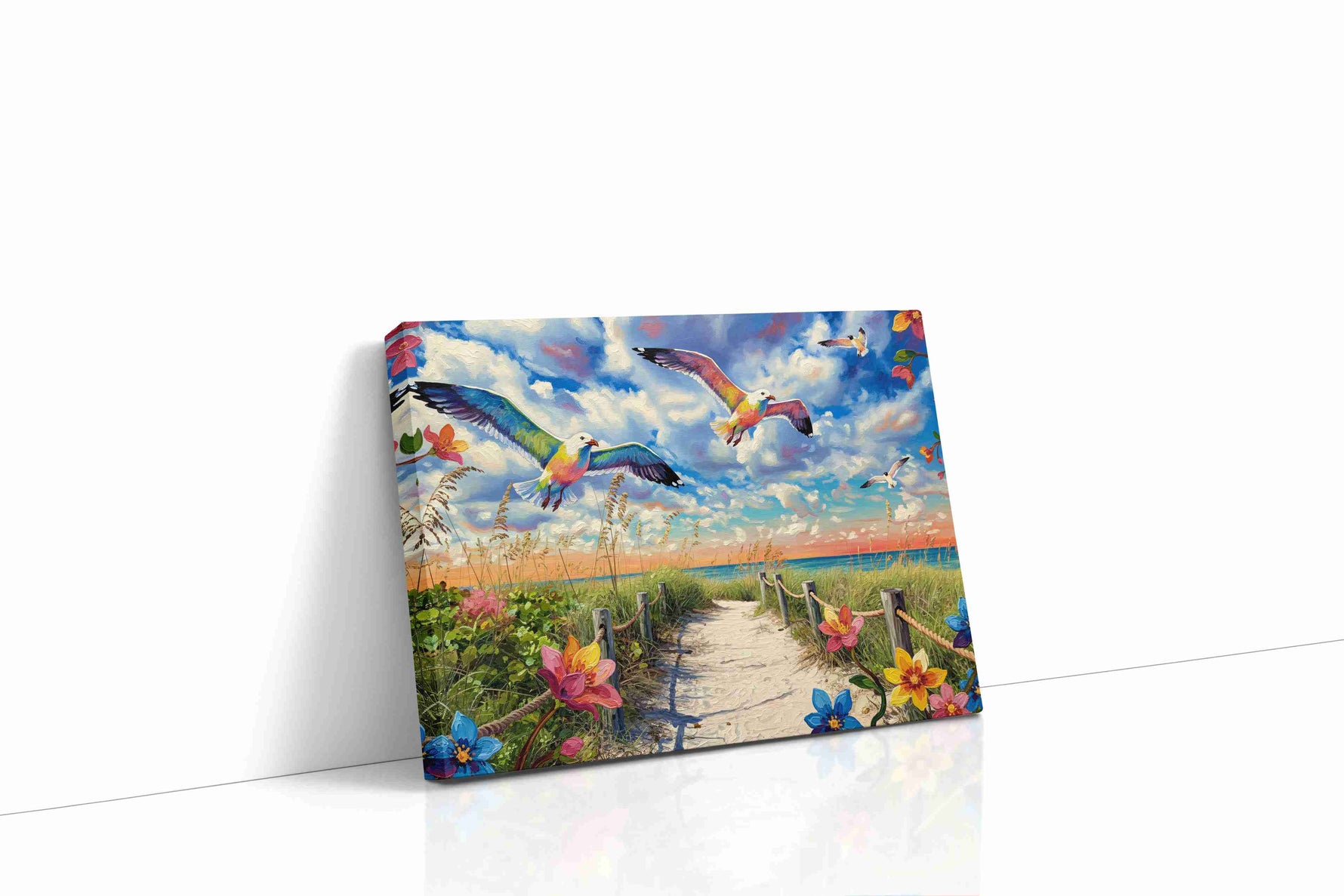 Serenade of the Coastal Skies birds canvas print gallery-wrapped landscape canvas studio shot