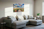 Serenade of the Coastal Skies birds canvas print, displayed in a living room