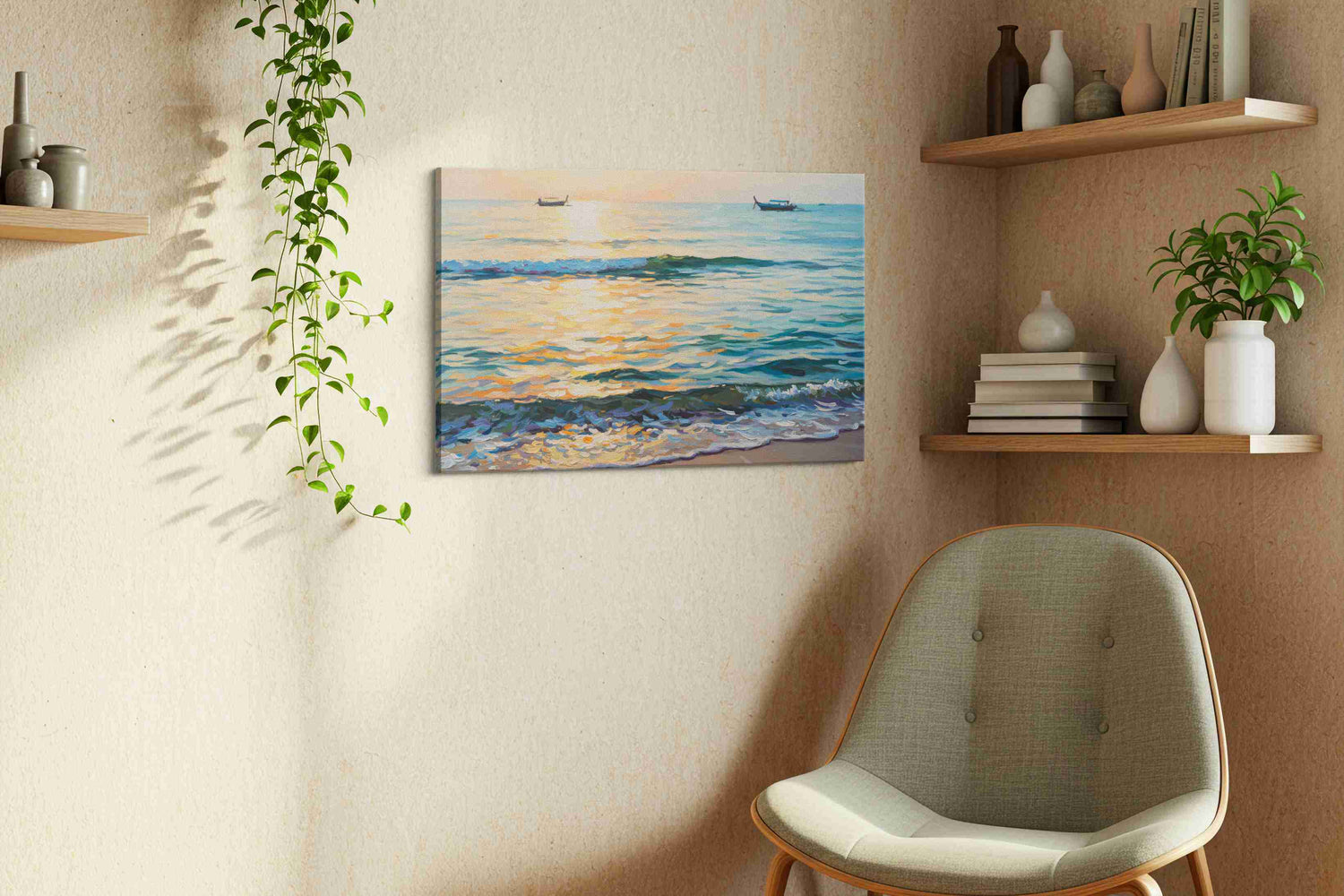 Serenade of the Sea Horizon – beach canvas wall art, gallery-wrapped, ready to hang