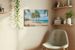 Serene Sands of Paradise beach canvas print, displayed in a living room