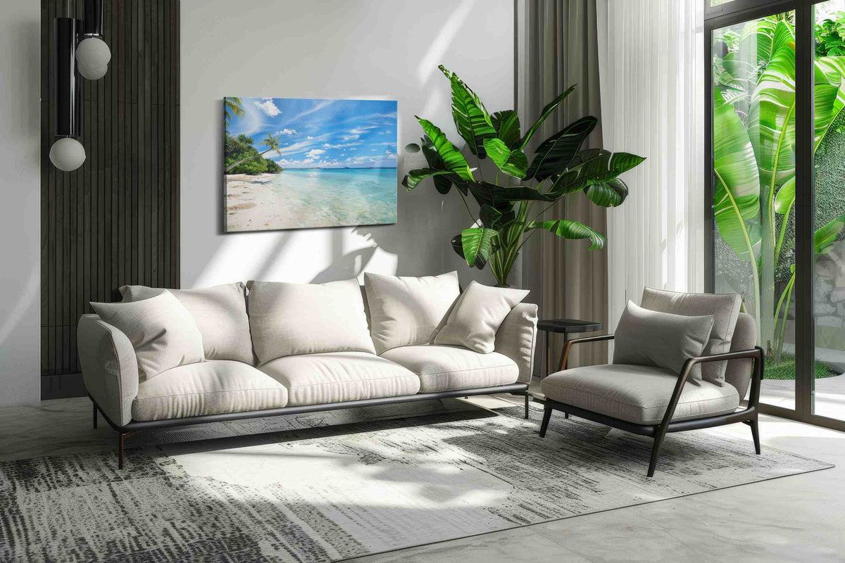 Serenity by the Shore beach canvas print, on wall, lifestyle preview