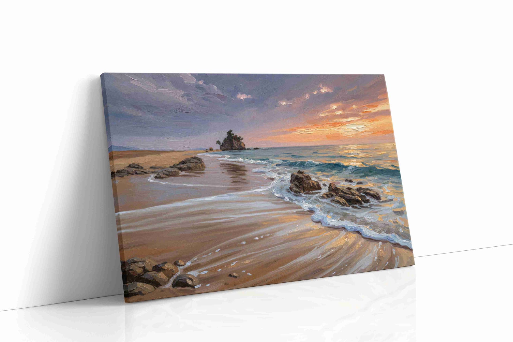 Shores of Serene Evening beach canvas print gallery-wrapped landscape canvas studio shot