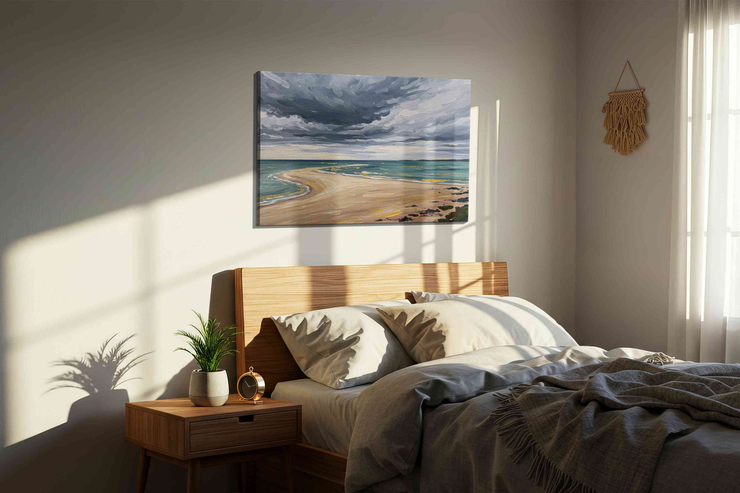 Storm Over Tranquil Shore – beach canvas wall art, gallery-wrapped, ready to hang