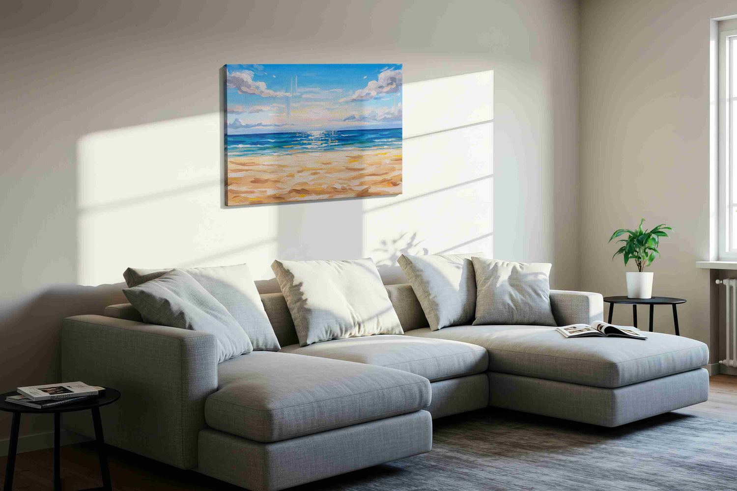 Sunlit Ocean Serenity – beach canvas wall art, gallery-wrapped, ready to hang