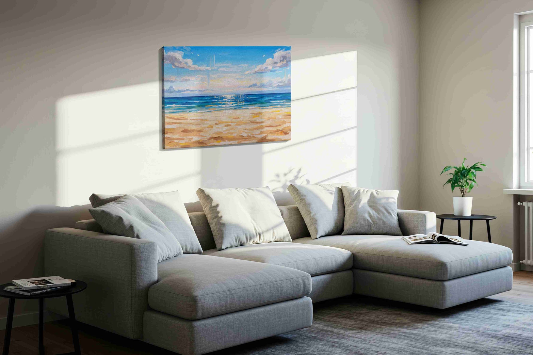 Sunlit Ocean Serenity – beach canvas wall art, gallery-wrapped, ready to hang