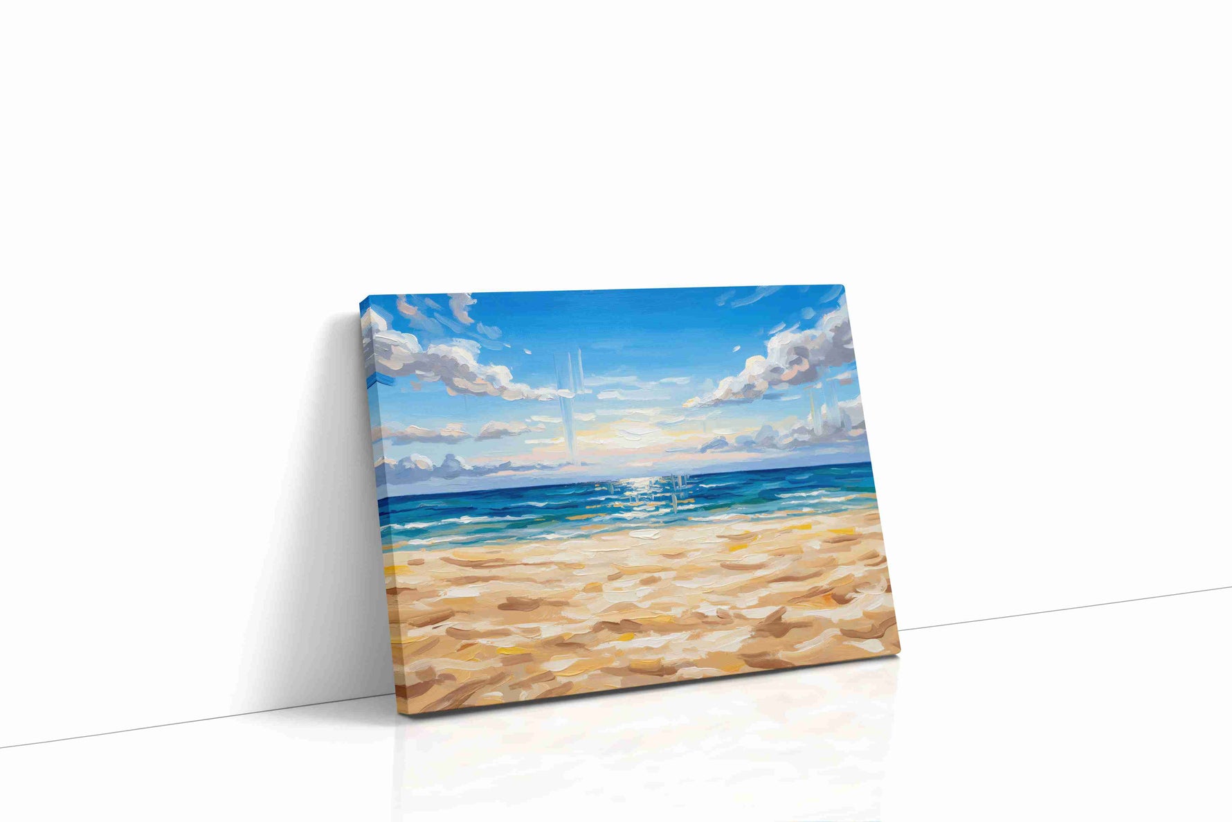 Sunlit Ocean Serenity beach canvas print gallery-wrapped landscape canvas studio shot