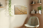 Sunlit Shores Symphony beach canvas print, displayed in a living room