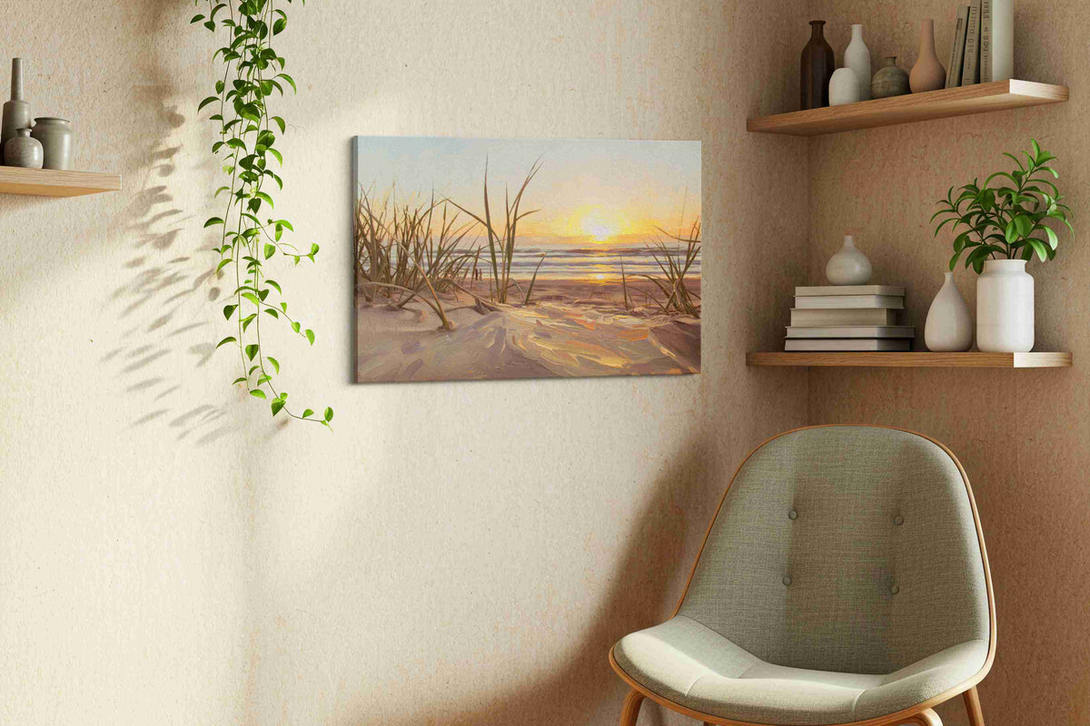 Sunset Serenity by the Dunes – beach canvas wall art, gallery-wrapped, ready to hang