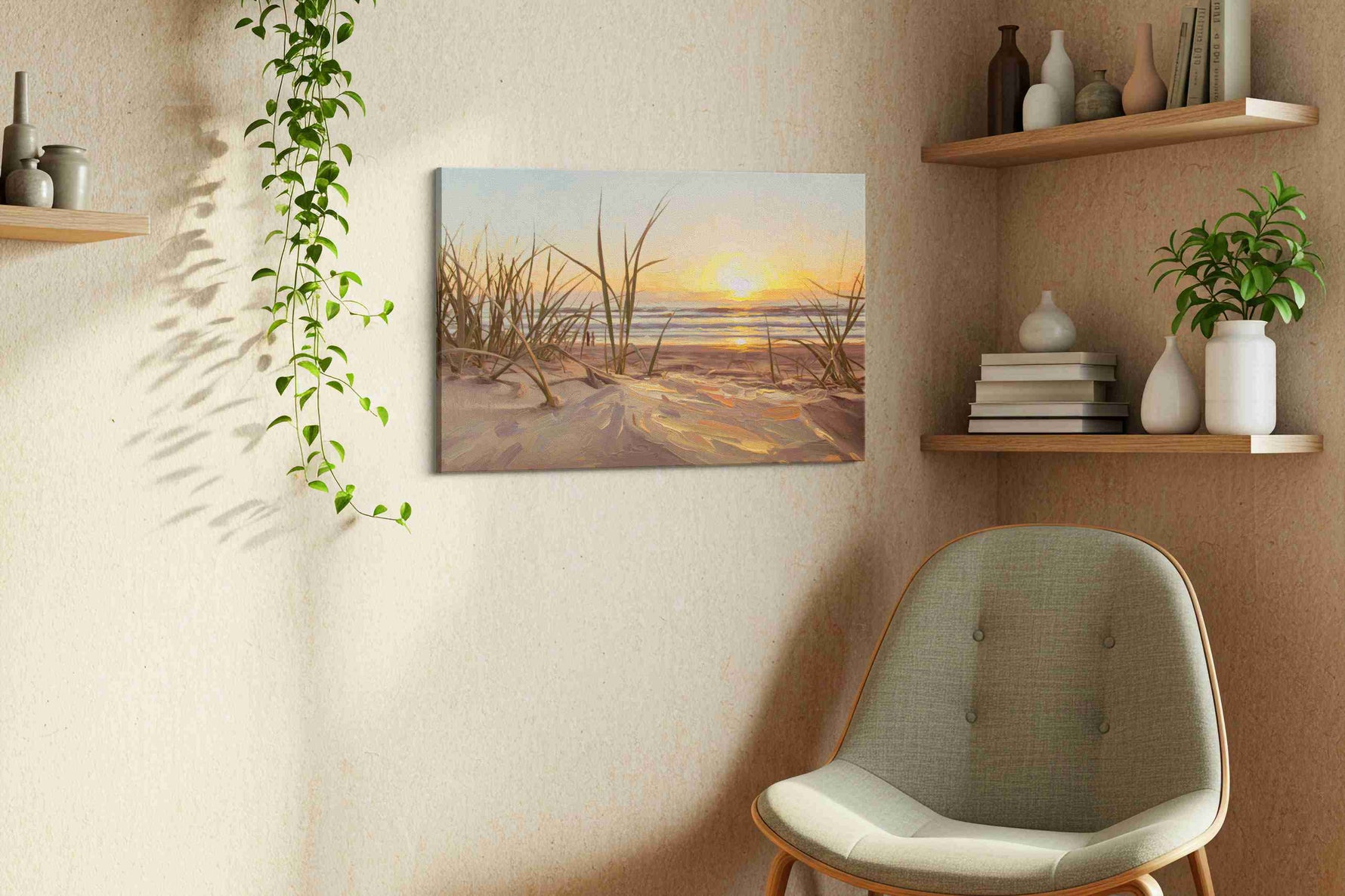Sunset Serenity by the Dunes – beach canvas wall art, gallery-wrapped, ready to hang