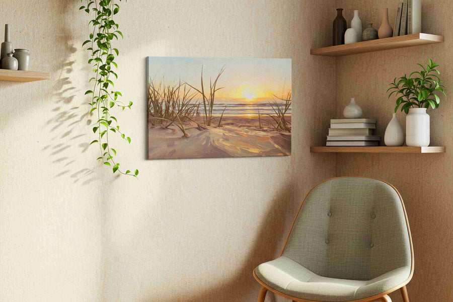 Sunset Serenity by the Dunes – beach canvas wall art, gallery-wrapped, ready to hang