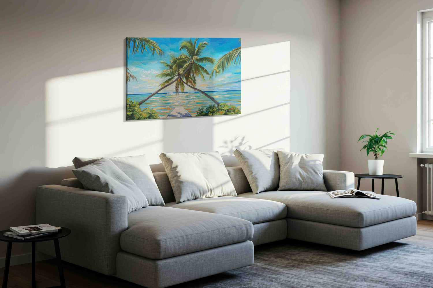 Tropical Embrace at Dusk – beach canvas wall art, gallery-wrapped, ready to hang