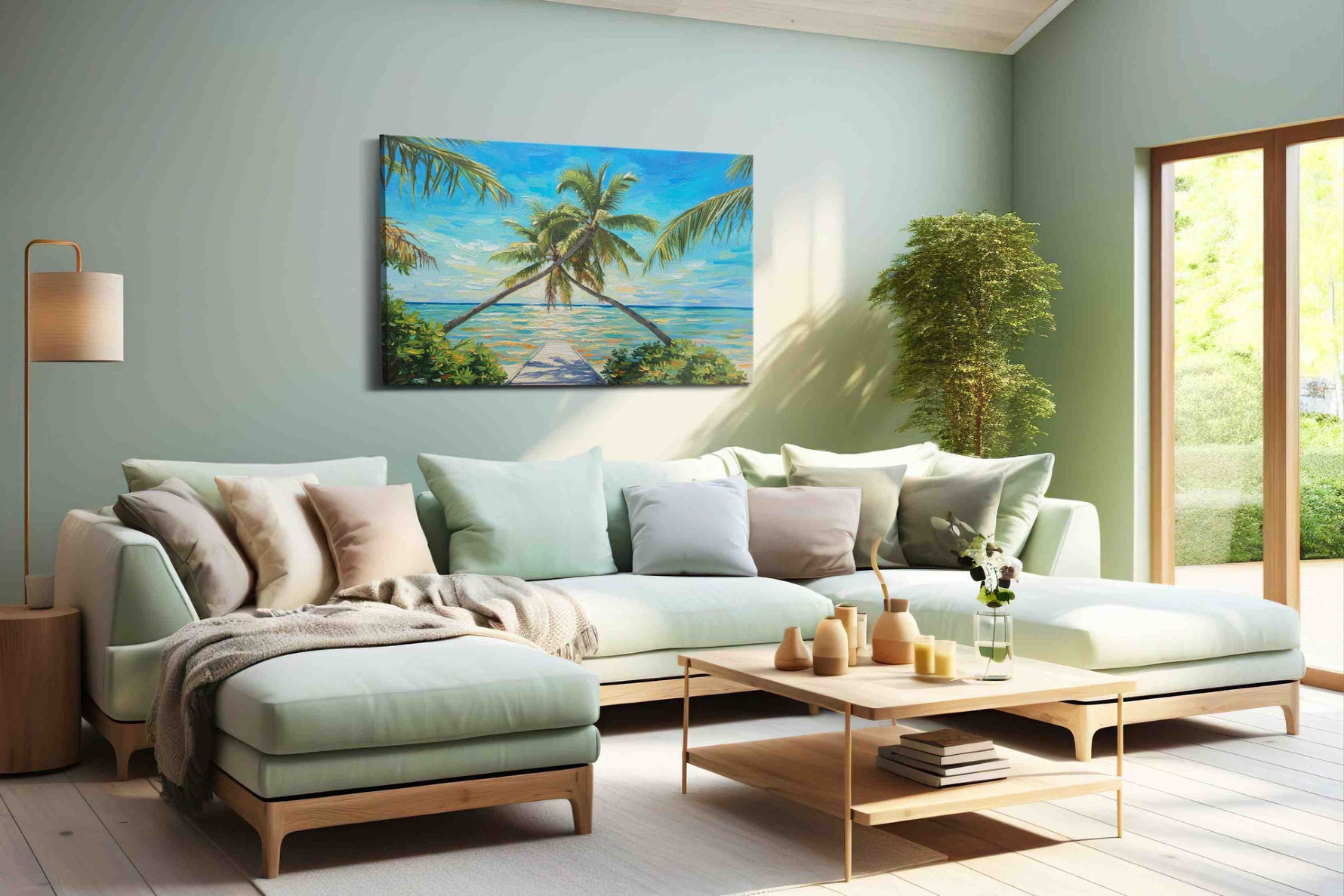 Tropical Embrace at Dusk beach canvas print, hanging on wall