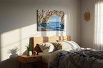 Whispering Waves Cavern beach canvas print, displayed in a bedroom