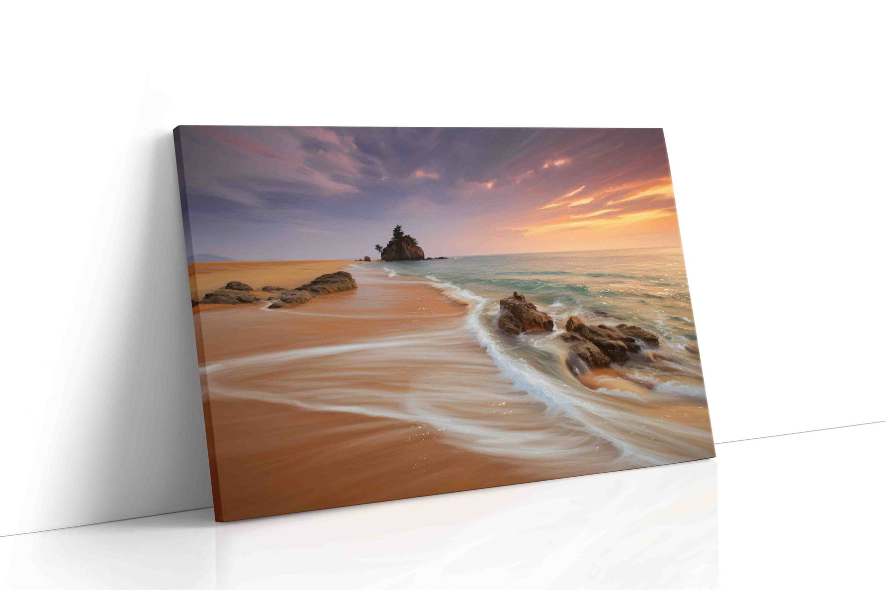 Whispers of Sunset Waves beach canvas print, gallery-wrapped, ready to hang