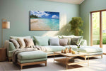 Whispers of the Azure Tides beach canvas print shown in a wall scene