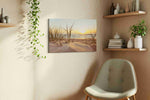 Whispers of the Dunes beach canvas print styled in a living room