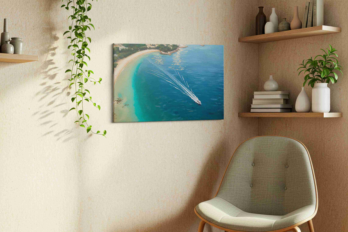 Whispers of the Ocean Breeze beach canvas print, hanging on wall — view 4