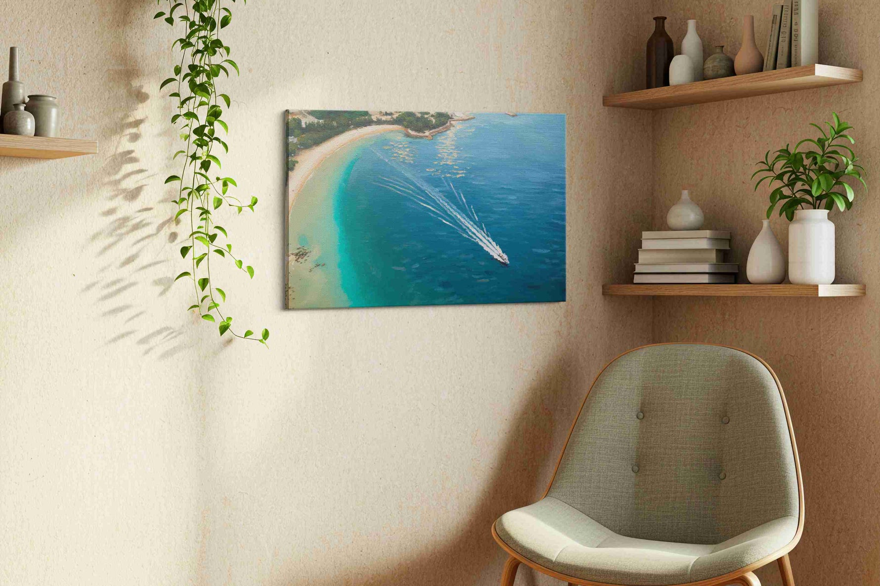 Whispers of the Ocean Breeze beach canvas print, hanging on wall — view 4