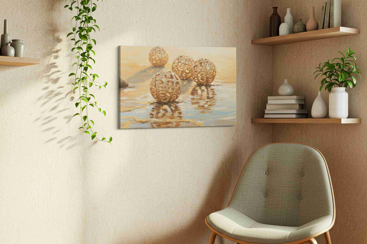 Whispers of the Shore beach canvas print, displayed in a living room