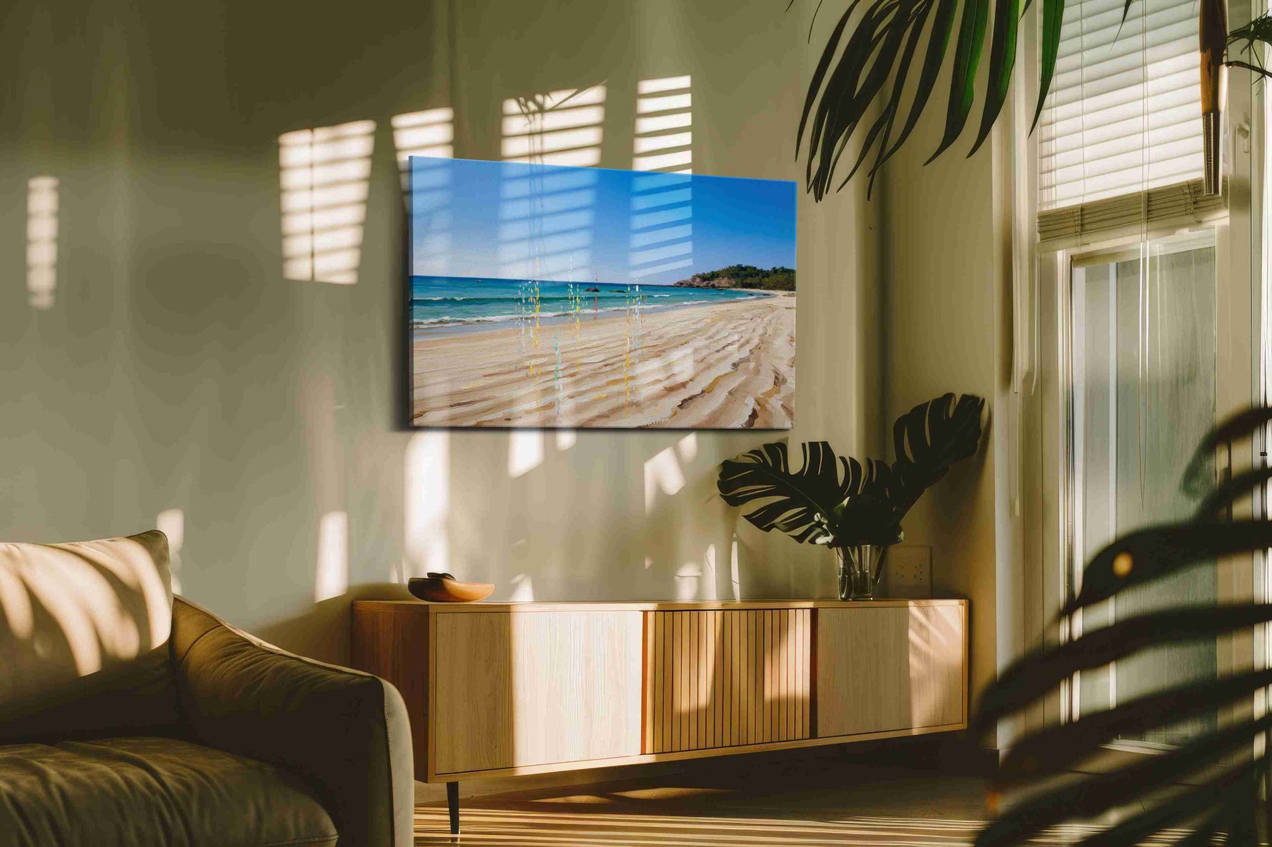 Whispers of the Shore II beach canvas print in a hung canvas mockup