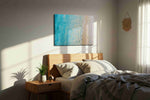 Whispers of the Shoreline II beach canvas print, displayed in a bedroom