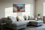 Celestial Flight Symphony birds canvas print in a living room scene