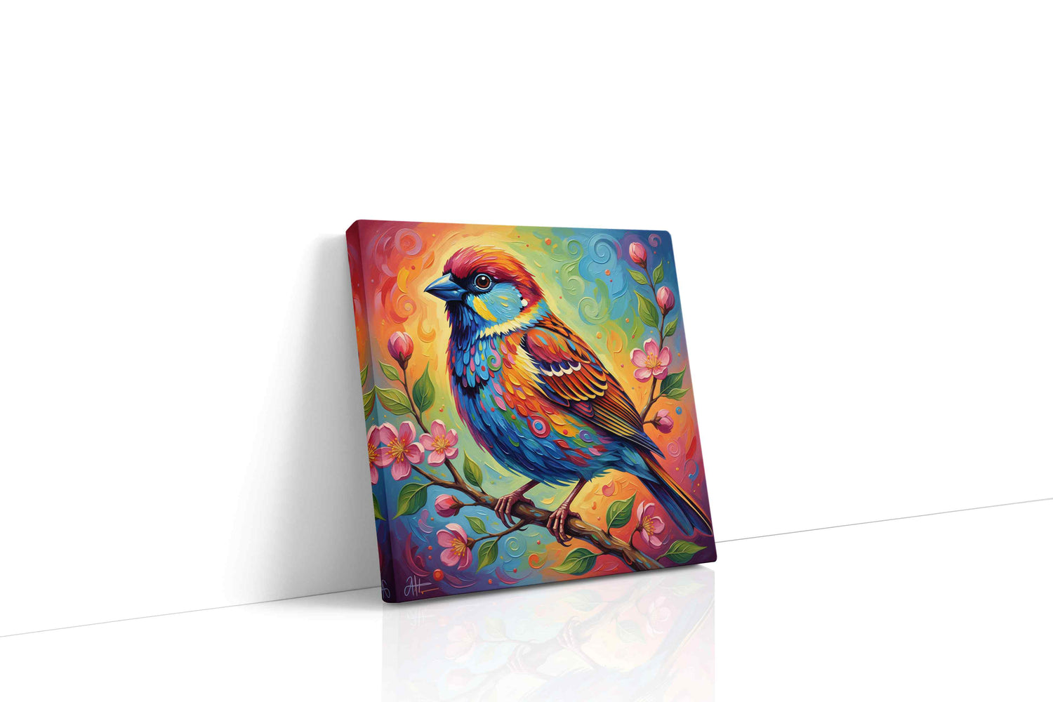 Chromatic Melody birds canvas print, gallery-wrapped, ready to hang