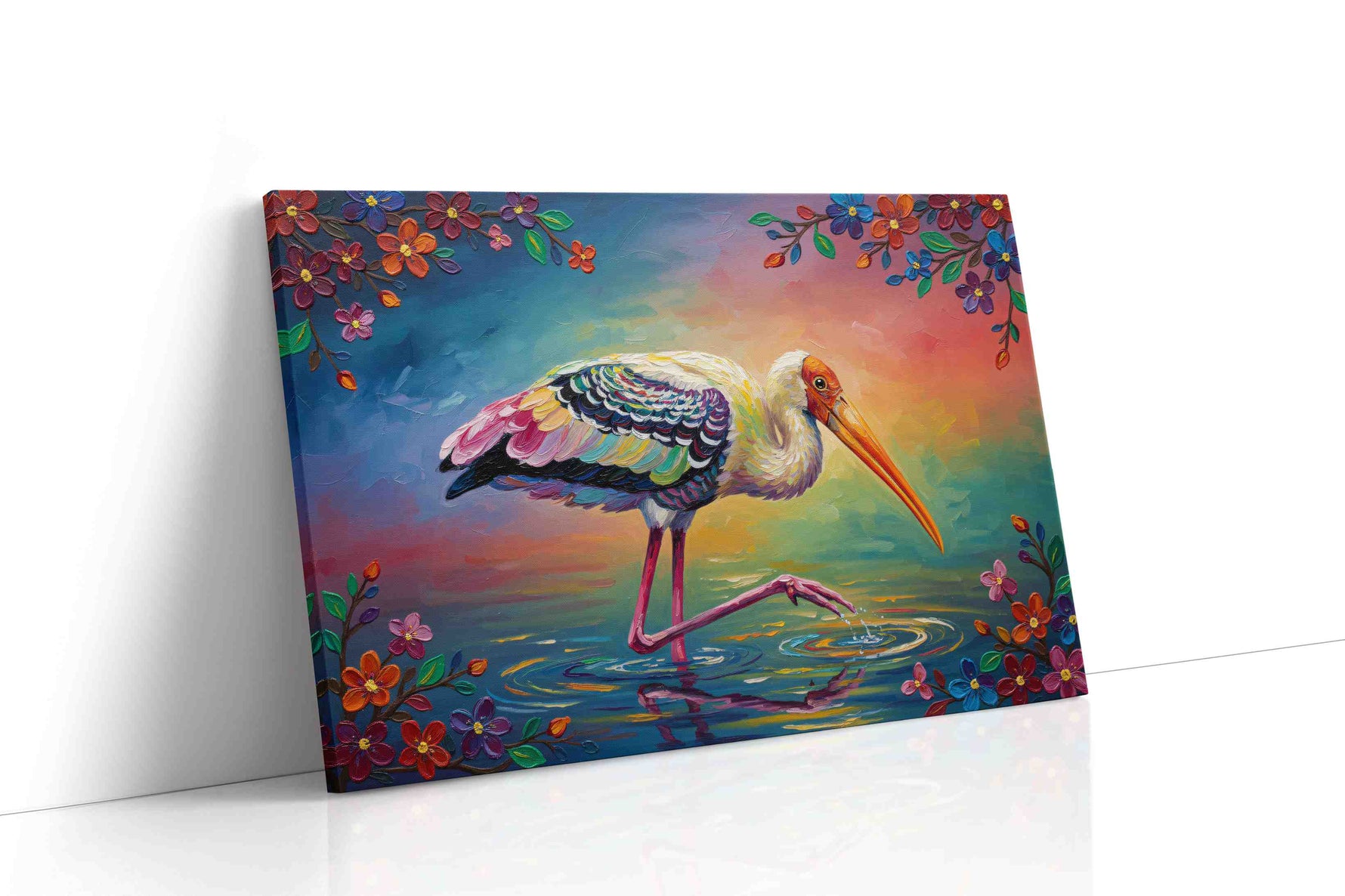 Elegance in Bloom birds canvas print gallery-wrapped landscape canvas studio shot