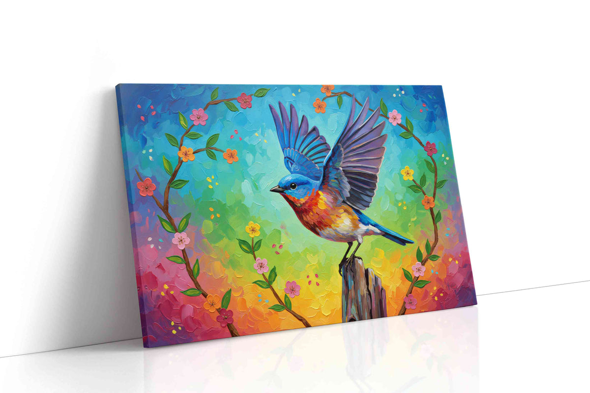 Euphoric Flight of Spring birds canvas print, gallery-wrapped, ready to hang