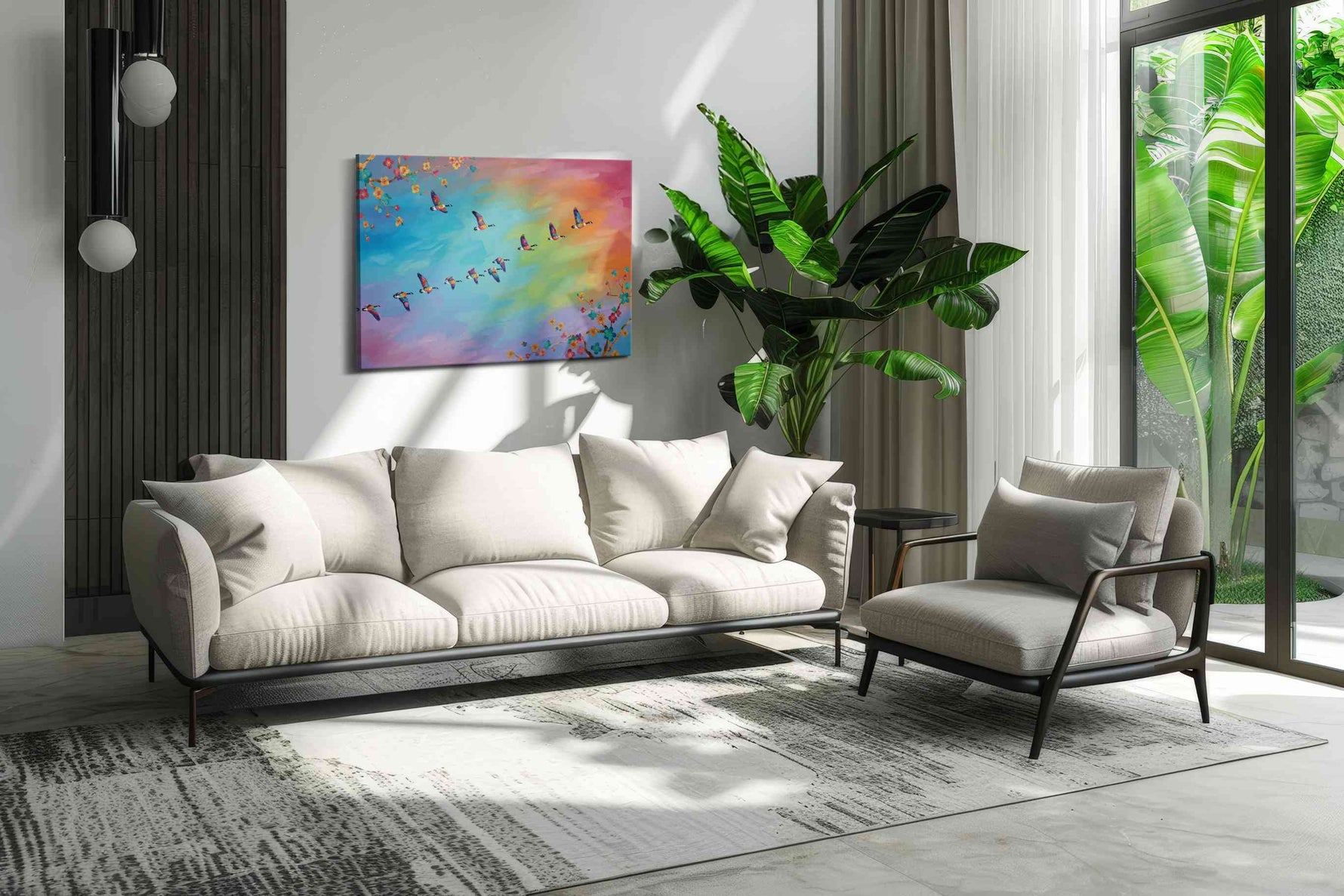 Flight of Vibrant Harmony – birds canvas wall art, gallery-wrapped, ready to hang
