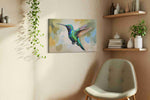 Flight of the Jewel birds canvas print, displayed in a living room