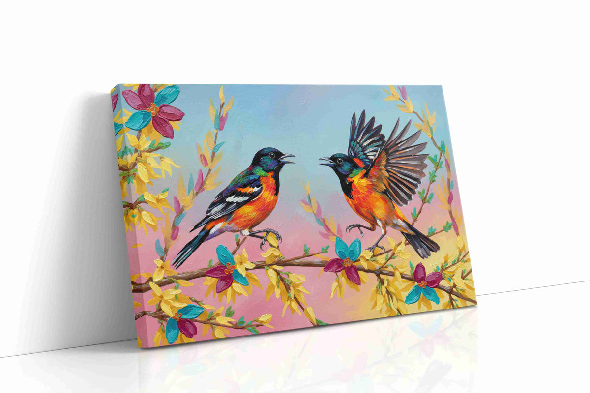 Harmony of the Painted Wings birds canvas print gallery-wrapped landscape canvas studio shot
