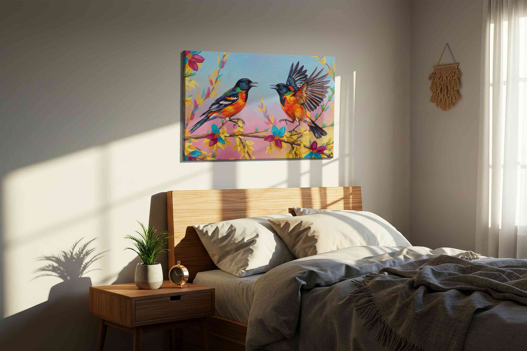 Harmony of the Painted Wings – birds canvas wall art, gallery-wrapped, ready to hang