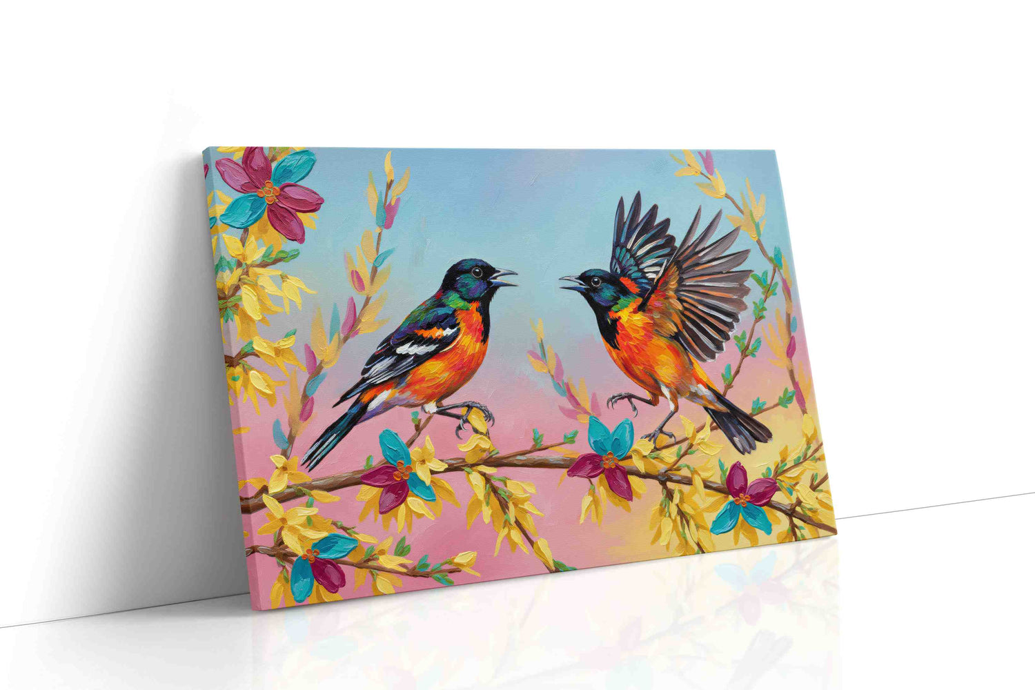 Harmony of the Painted Wings birds canvas print, gallery-wrapped, ready to hang