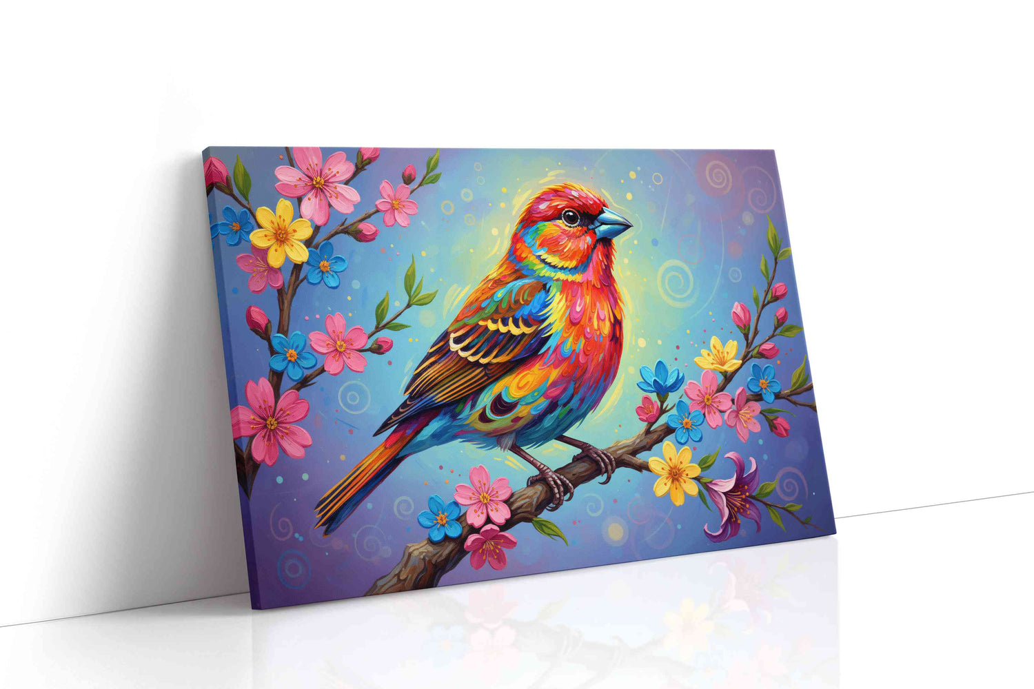 Luminous Melody of Spring birds canvas print, gallery-wrapped, ready to hang