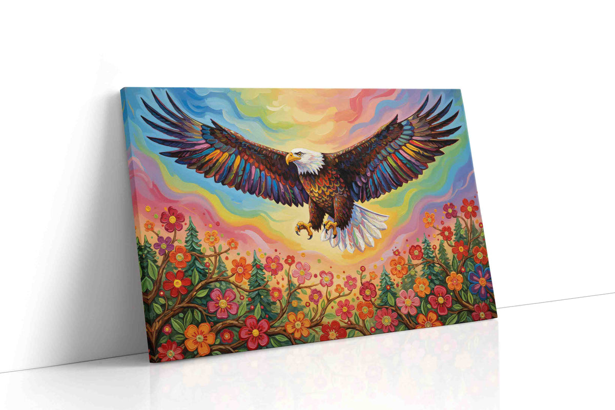 Majestic Flight Over Blooming Fields birds canvas print gallery-wrapped canvas studio shot