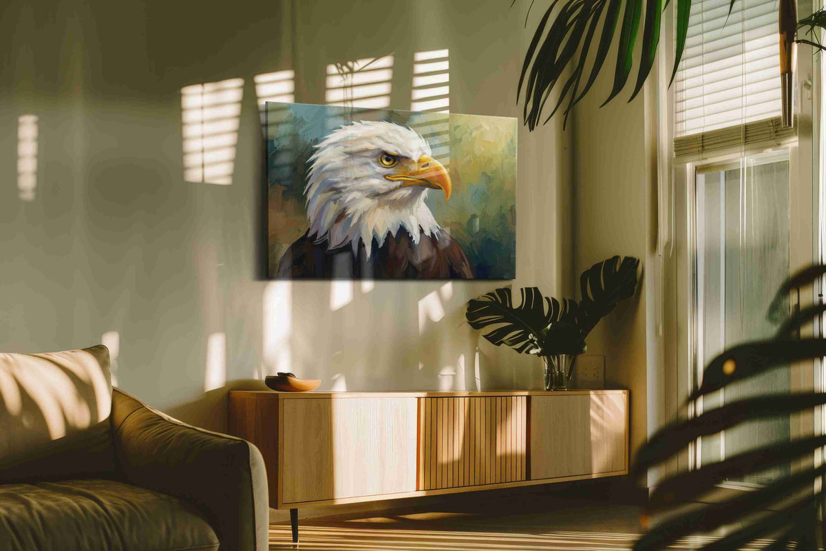Majestic Guardian of Skies birds canvas print, hanging on wall